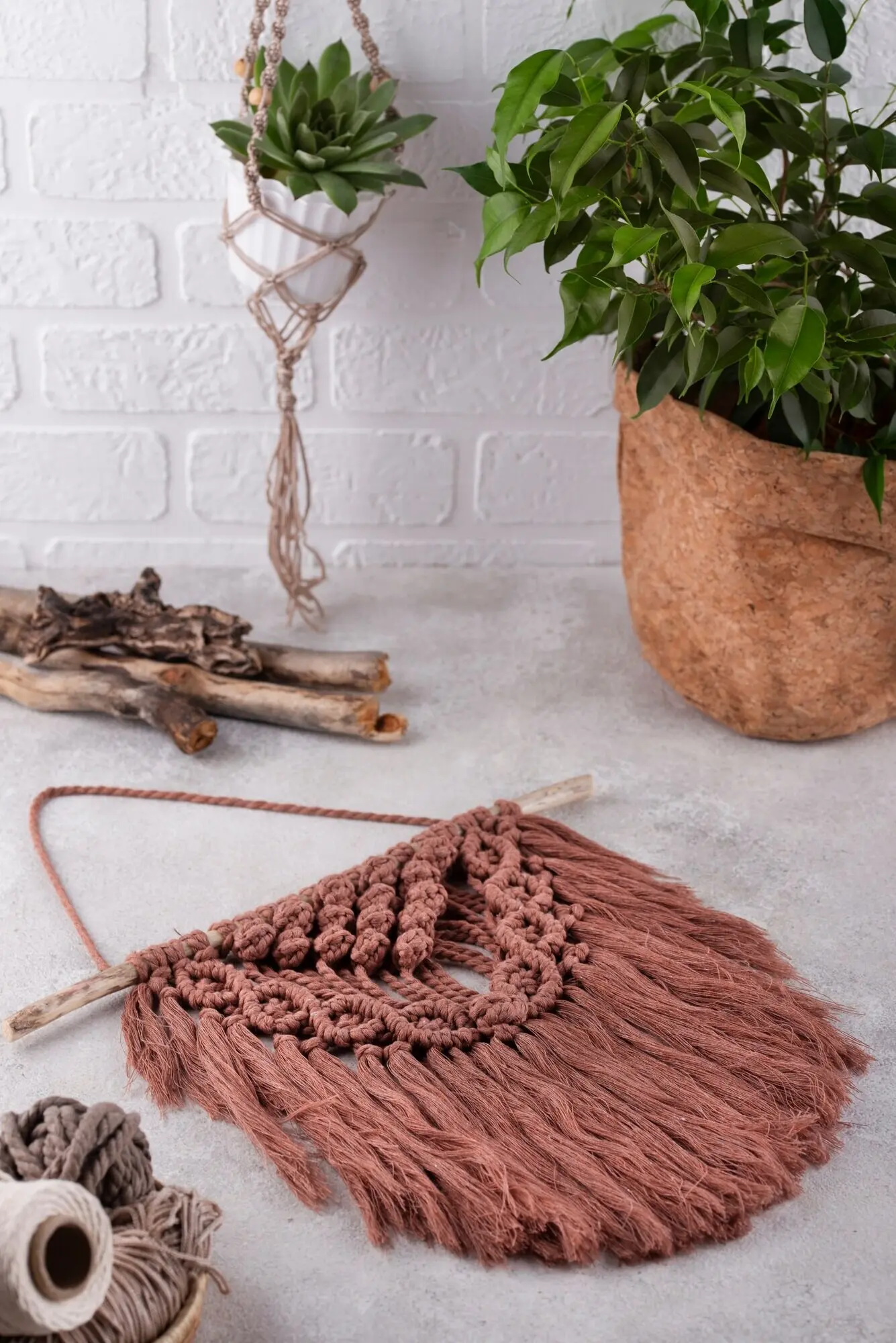 Boho-Makramee-Auswahl im Innenbereich